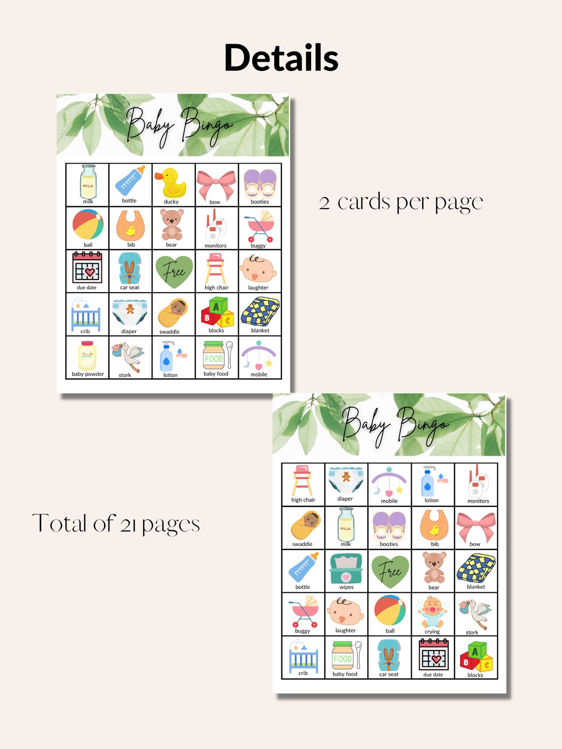 Baby Shower Games Printable Baby Shower Themed Games 40 Different Bingo ...