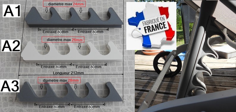 jeu de crémaillères de remplacement renforcées pour dossier de bain de soleil, transat et fauteuil de jardin image 2