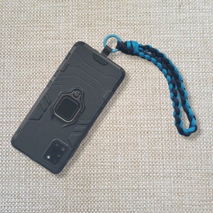 Mobile Phone Wristlet with Connection Patch for iPhone, Samsung & others, Handmade Macrame Twist Keychain, Thanksgiving Gift, Accessory Idea