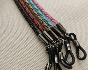 Glasses Strap, Vegan Leather Glasses Holder, Sunglass Rope Chain, Rustic Cord Eyeglass Lanyard, Eyeglass Chains, Braided Eyeglass Necklace