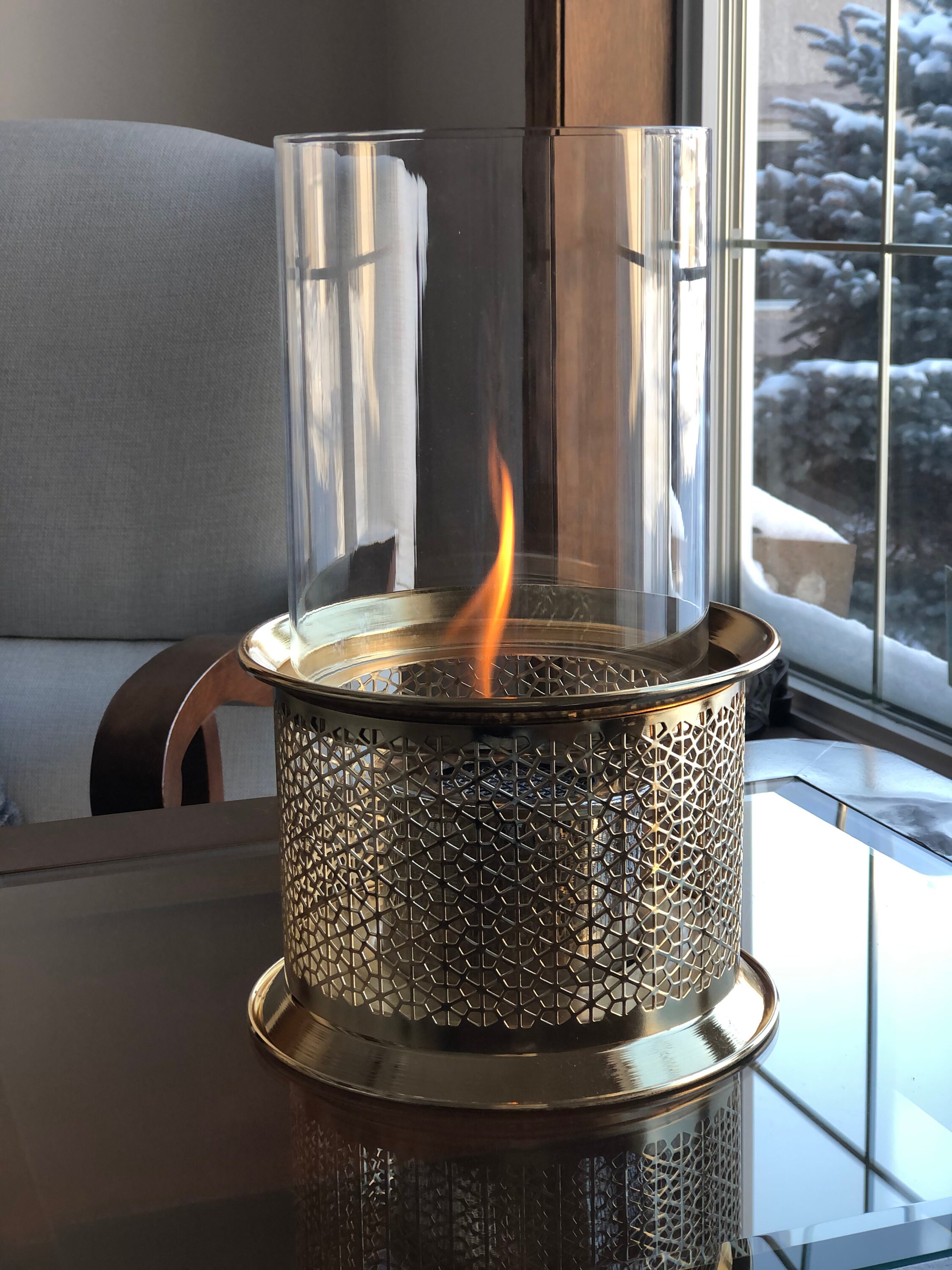 Chimenea de mesa Brasero de oro Cuenco de fuego Portátil | Etsy