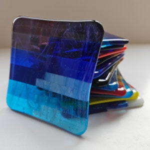 Handmade Fused Glass Coaster Artisan Hot Drink Glass Mat  Gift for Coffee Lovers Colourful Table Decoration Housewarming Gift