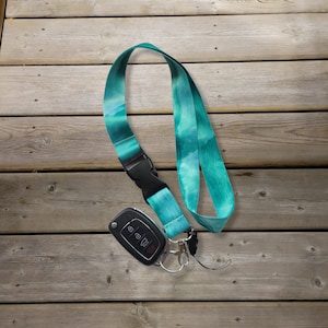 Turquoise Marble Lanyard Keychain, Gift for Him, Strap Neck for Car Keys, ID Cards, Mobile Phones, USB, Badge Holder, Key Fob and Earphones