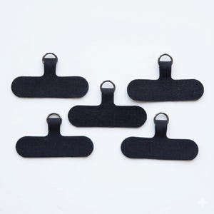 Cell Phone Tether Tab, 5 Pack Universal Connector Patch, Black iPhone Samsung Insert