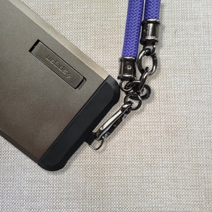 Cell Phone Case Lanyard with Connection Patch Walking Ready Durable Climbing Rope Design with Strong Carabiner Sliding Leather Patch for Key