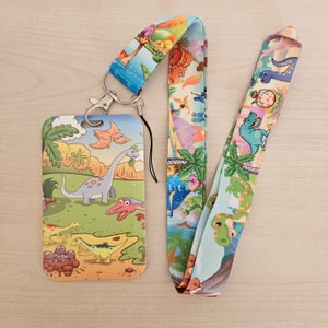 Sleutelkoord en ID-houder, sleutelkoord kinderen schoolpas, kerstcadeau voor Dinasour-fans, buspashoes, sleutelkoord sleutelkoord, terug naar school cadeau