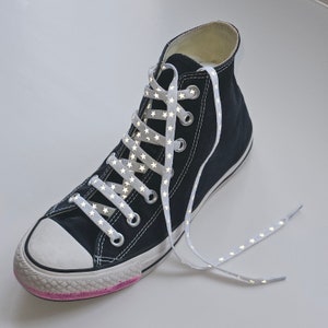 Holographic Shoelaces, Men&#39;s and Women&#39;s Universal Flat 140 cm Reflective Star Printed Shoelaces, Best Addition for Sneakers and Sport Shoes