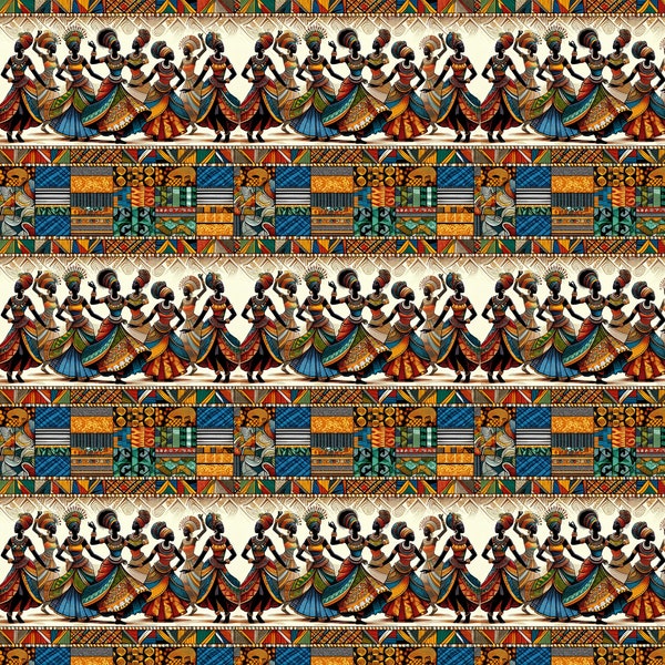 African dancing Ladies Fabric/African Fabric/By the yard.