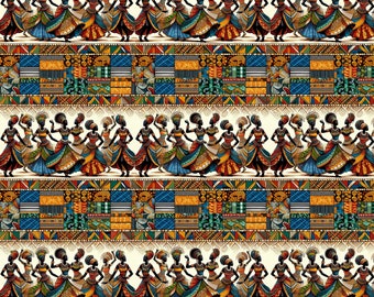 African dancing Ladies Fabric/African Fabric/By the yard.
