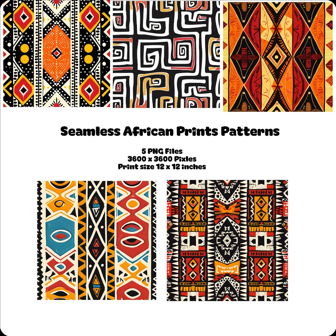 Seamless African Print Digital Files/set of 5 PNG Designs/digital ...