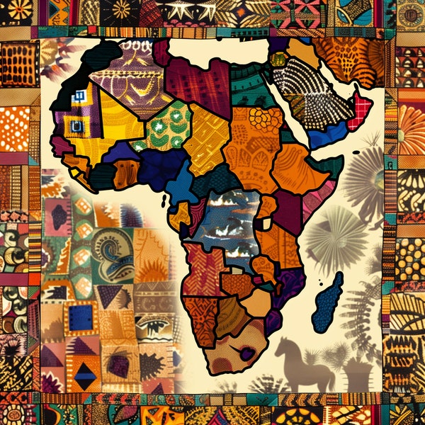 Map of Africa fabric Panel.