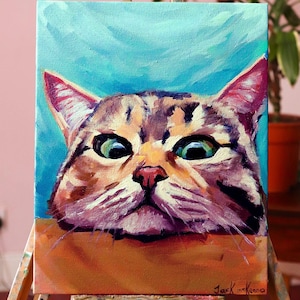 Custom cat painting,  Hand-painted cat portrait, Paint from photo pet, Personalized artwork, Christmas Gift for Cat lovers