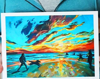 Irish Sunset Beach Giclée Print: Coastal Landscape Art