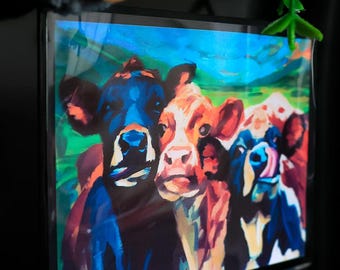 Three moo-skteers magnetic art print - Real art ready to stick on fridge