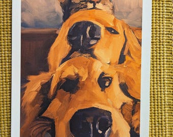 Pyramid of Paws - Original art print, Giclée quality paper, ready to hang