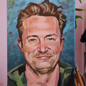Matthew Perry painting, original artwork of chandler, tribute painting from friends