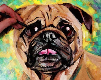 Custom Pet Portrait Painting: Hand-Painted Dog or Cat Art on Canvas
