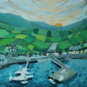 Portmagee, Irish landscape painting, cute irish art, original irish artwork,