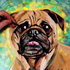 Custom Pet Portrait Painting – Hand-Painted Dog or Cat Art, Perfect Christmas Gift for Pet Lovers