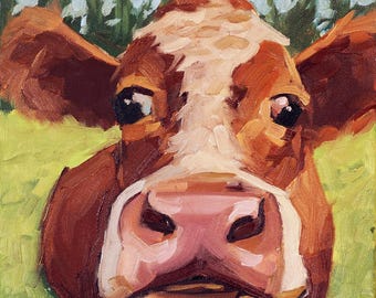 Moo Madness: Irish Cow Oil Painting, Farmhouse Decor