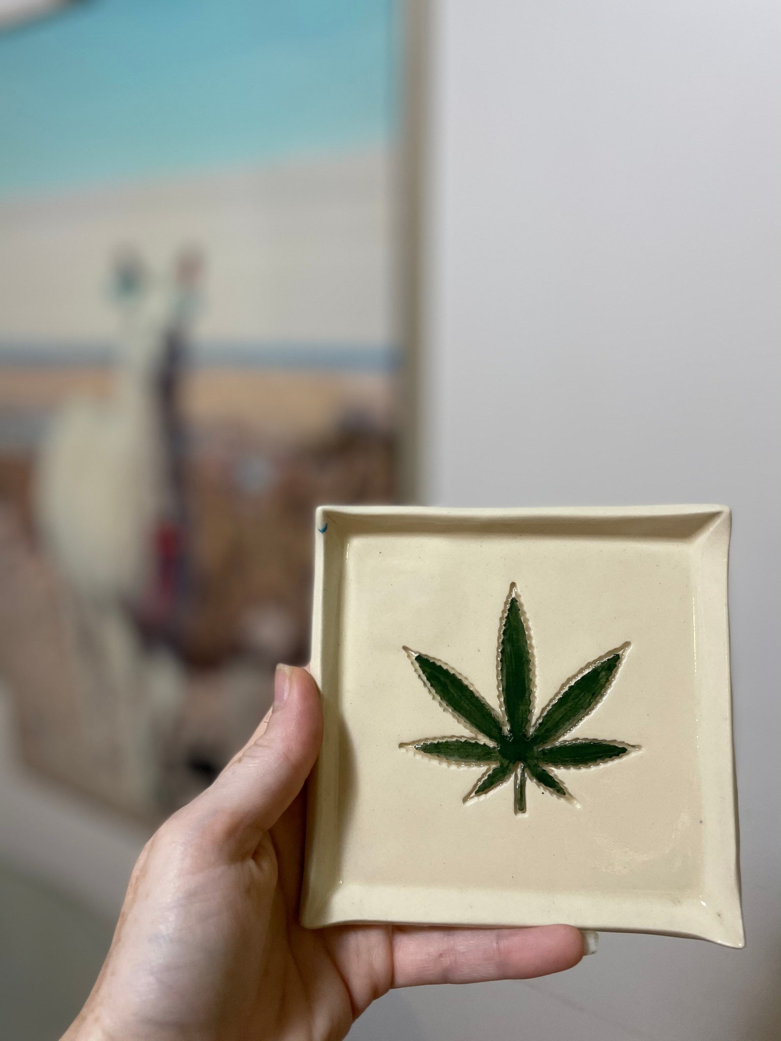 Cannabis Marijuana Green Pottery Rolling tray chop bowl ring Etsy