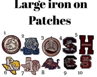 Large Collegiate Iron On Patches