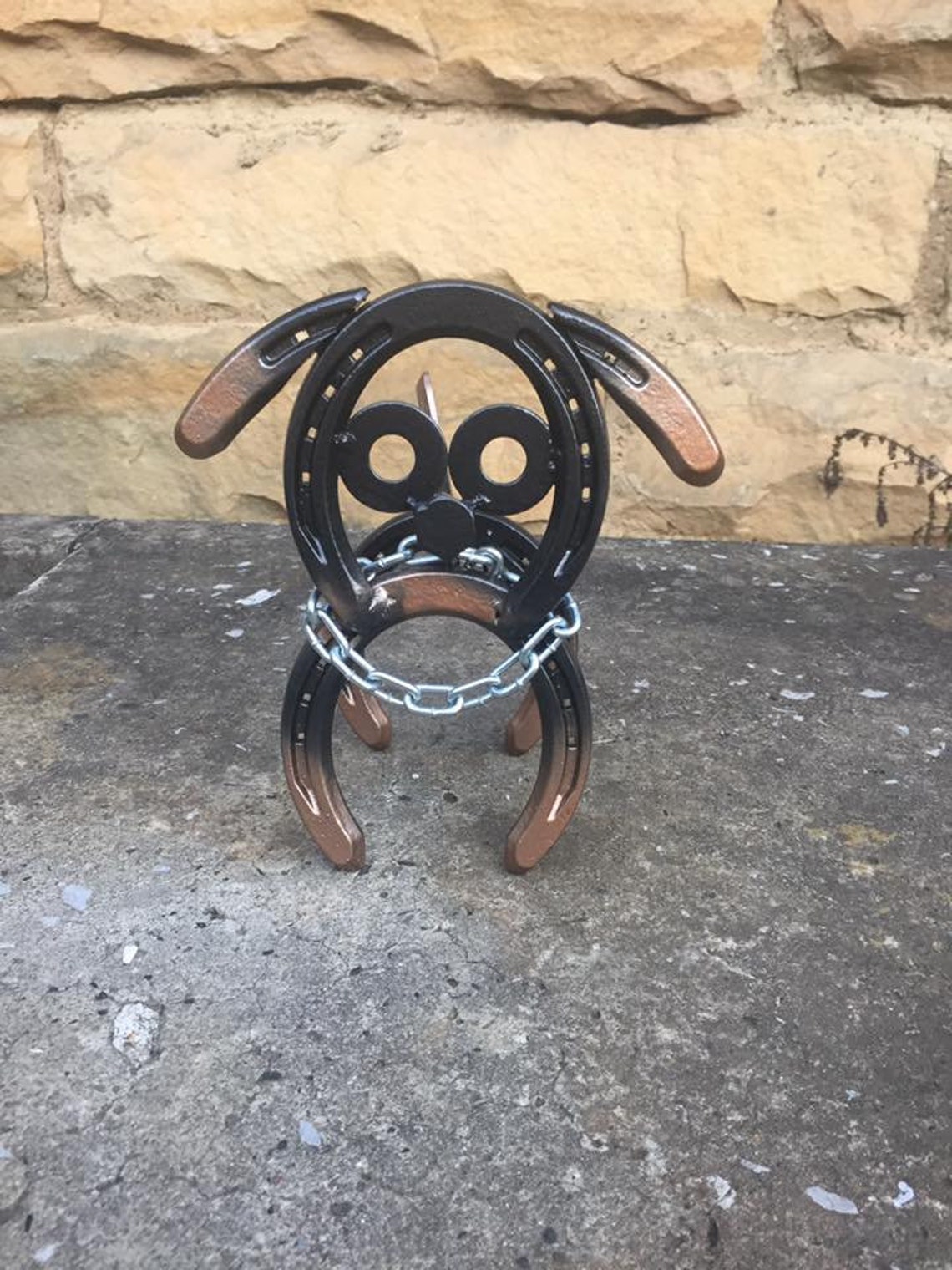 Horseshoe Dog Horseshoe Art Garden Art Yard Art Garden Etsy