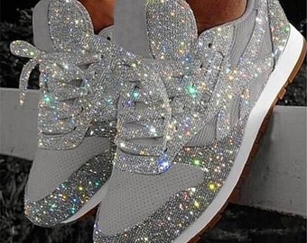 glitter slip on tennis shoes