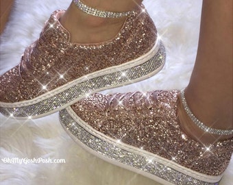 rose gold rhinestone shoes
