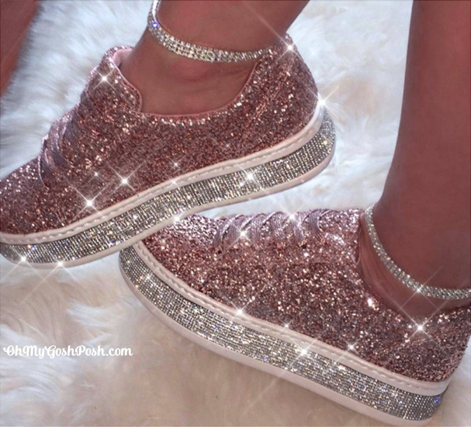 10% OFF Sparkling Glitter Sports Shoes: Rose Gold Silver | Etsy