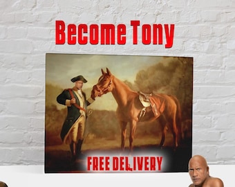 Custom Tony and Horse Portrait, Digital Painting, Personalized art, Christmas boyfriend gift, framed poster for husband, TV show fan