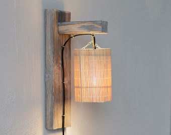 Applique murale en bois, applique murale en bois à brancher, lampe en bois, lampe murale en bois, abat-jour en bambou, lampe écologique, lumière en bois, éclairage mural