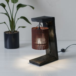 Wood table lamp, wooden desk lamp, wooden table lamp, rustic wood lamp, table lamp wood, reclaimed wood table lamp, minimalist table lamp