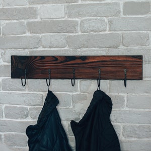 Farmhouse Coat Rack, Wall Mount Coat Hanger in Rustic Style, Reclaimed Wood Hanger with Coat Hooks, Repurposed Hanger for Clothes