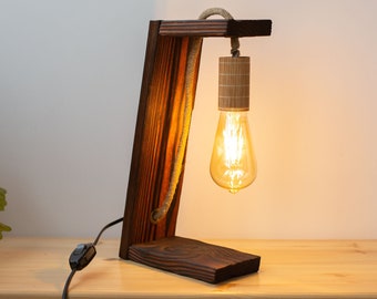 Table lamp wood, desk light, wooden desk lamp, reclaimed wood lamp, bedroom lighting, eco-friendly table lamp, reading Lamp, hardwood lamp