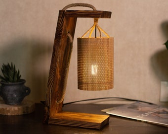 Table lamp wood, desk lamp, bedside lamp, wooden table lamp, wood table lamp, decorative lamp, wood desk light, wood lamp, housewarming gift