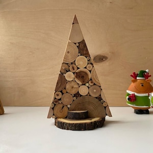 Kerstboomhout hoog 16 cm (6 3/8"), Teruggewonnen houten kerstboom, Kerstboomhout, Kerstornament, Rustieke kerstbomen tafelbladdecor
