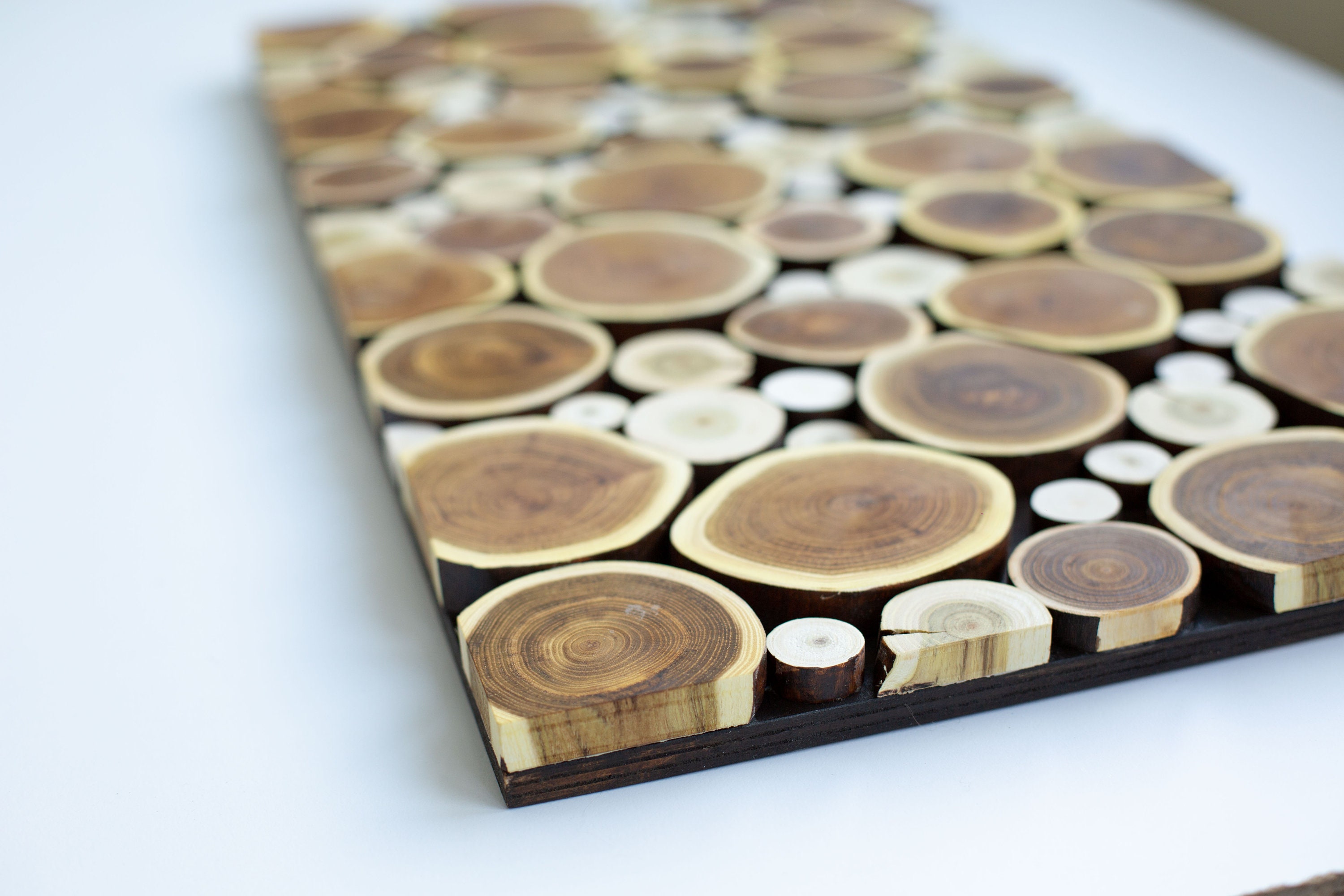 Large wood slice mosaic art 64x32cm 25x126 Etsy