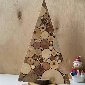Kerstboom van hout, hoog 25 cm (9 7/8"), kerstboom van hergebruikt hout, houten kerstboom, kerstboomversiering, rustieke houten boomdecoratie