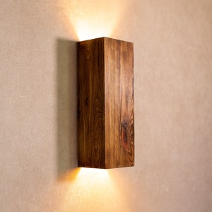 Wall sconce light wood, Bulb socket: 2 E26, Wood wall light twin, Rustic wood wall lamp, Wooden lamp, Minimalist wall light, Wall sconce