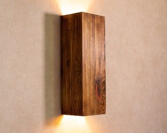 Wall sconce light wood, Bulb socket: 2 E26, Wood wall light twin, Rustic wood wall lamp, Wooden lamp, Minimalist wall light, Wall sconce