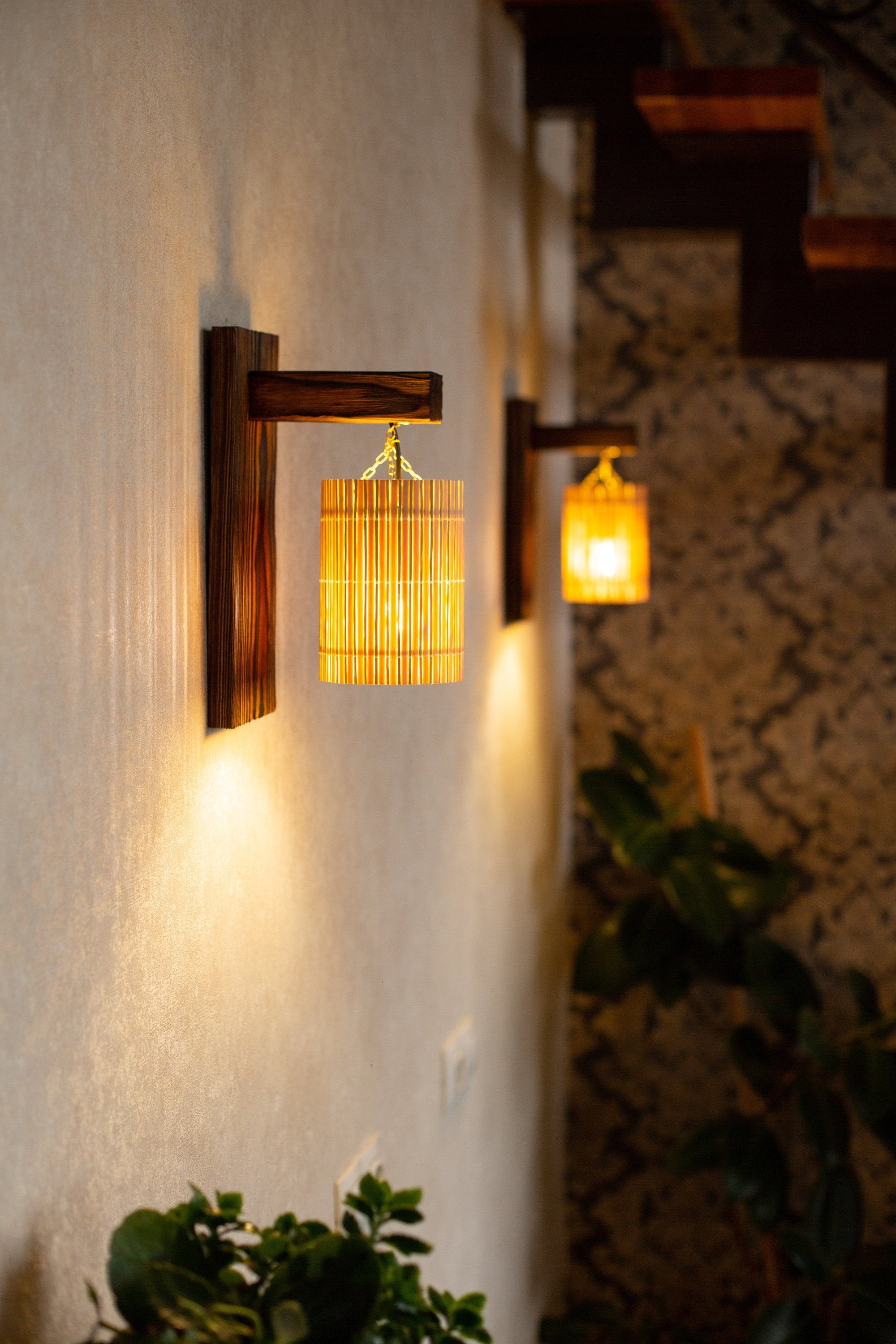 Wood wall sconces Set 2 pcs Wall wood lamp set Wall wood Etsy