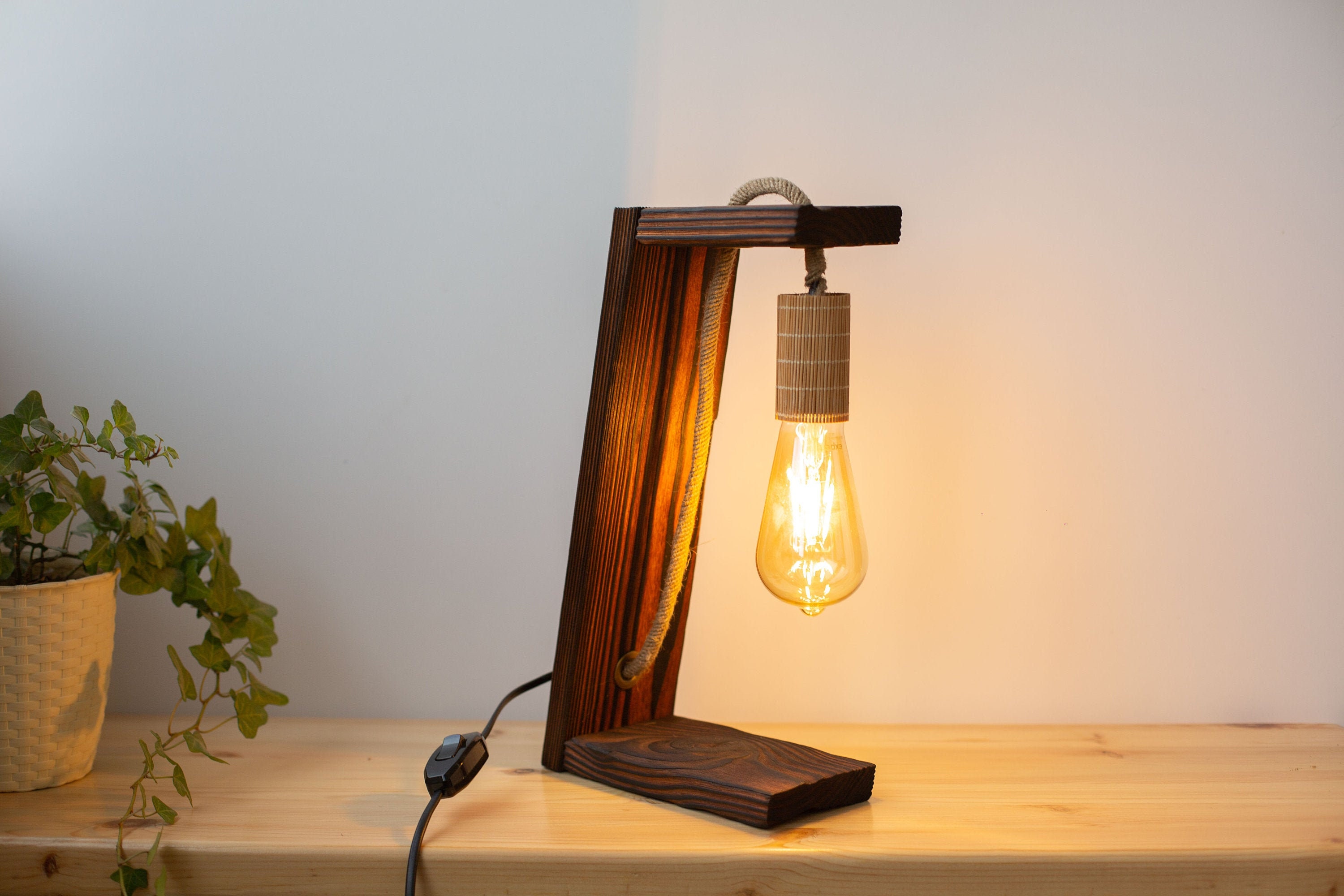 Wooden Desk Lamp Wooden Table Lamp of featuring reclaimed Etsy