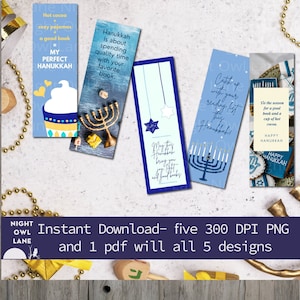Printable Hanukkah Bookmarks | Hanukkah | Hanukkah bookmarks png | Hanukkah instant download pdf