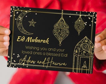 Eid Card Canva Template | printable Eid card | Eid Mubarak card | Eid Canva Template | Muslim Canva Template | personalized Eid card | canva