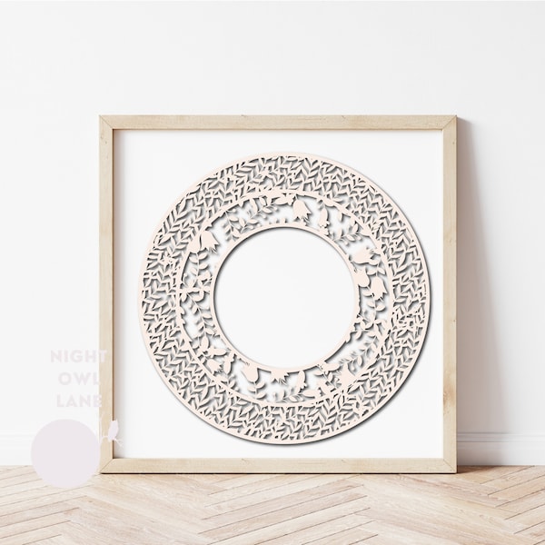 Round Papercut frame svg | glowforge | paper cut svg | wedding photo frame svg | round frame svg | floral svg | frame svg | elegant | Cricut