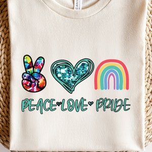Peace love pride tie dye sublimatie ontwerp |  DTG | sublimatie ontwerp downloaden | trots png| gay pride png | LGBT PNG