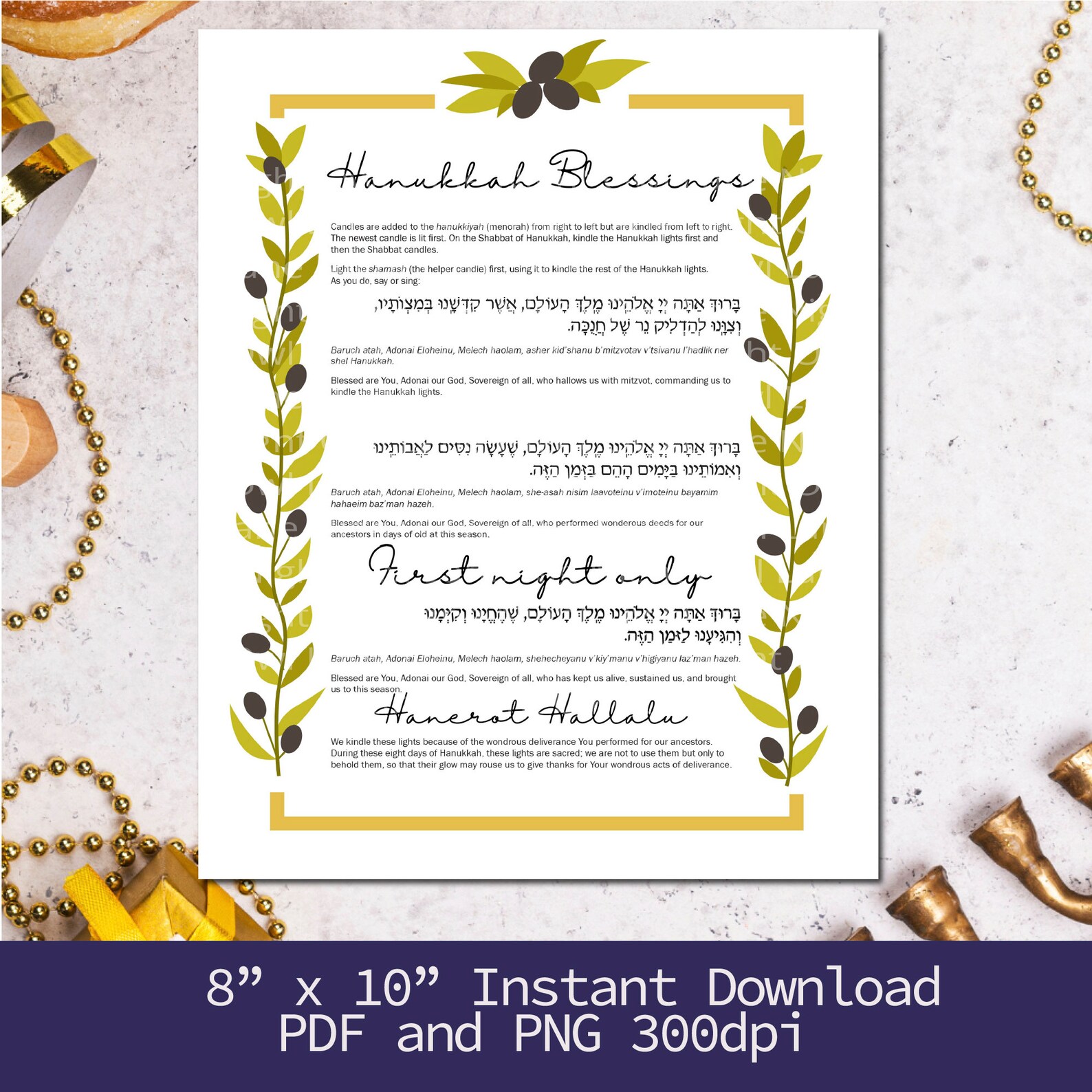Printable Hanukkah Blessings Printable Hanukkah Blessings