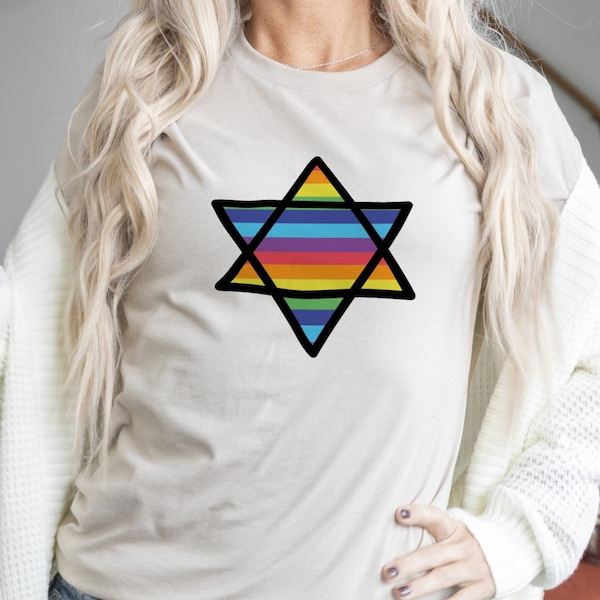 Jewish lgbtq pride svg, Jewish lgbtq svg, Jewish queer svg, Jewish pride svg, Rainbow Jewish star svg, Jewish queer png, Rainbow jewish star