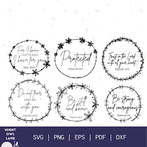 Pacchetto svg versetti della Bibbia / fede svg / scrittura svg / cristiano svg / versetto della Bibbia svg / ghirlande floreali svg / disegnato a mano svg / pacchetto svg
